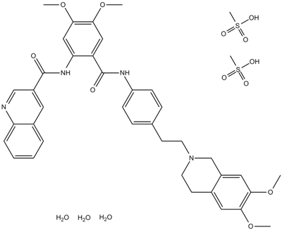 Tariquidar methanesulfonate, hydrate Chemical Structure