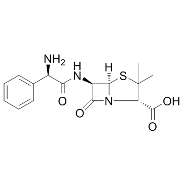 Ampicillin (D-(-)-α-Aminobenzylpenicillin)  Chemical Structure