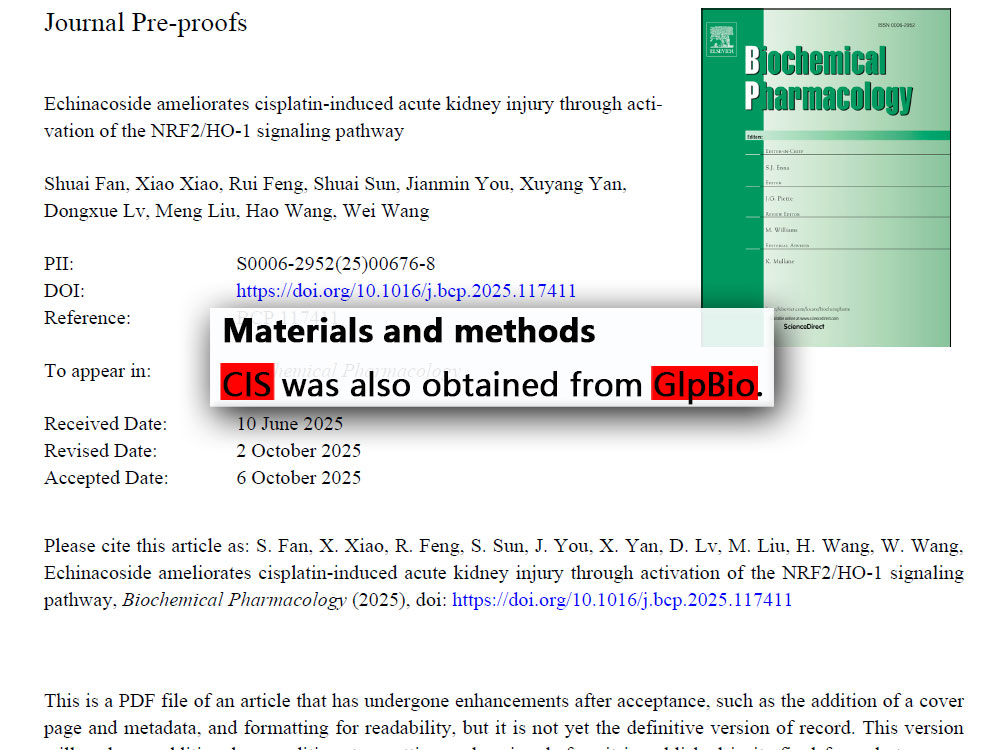 Cisplatin | Inhibits DNA synthesis | CAS NO.:15663-27-1 | GlpBio