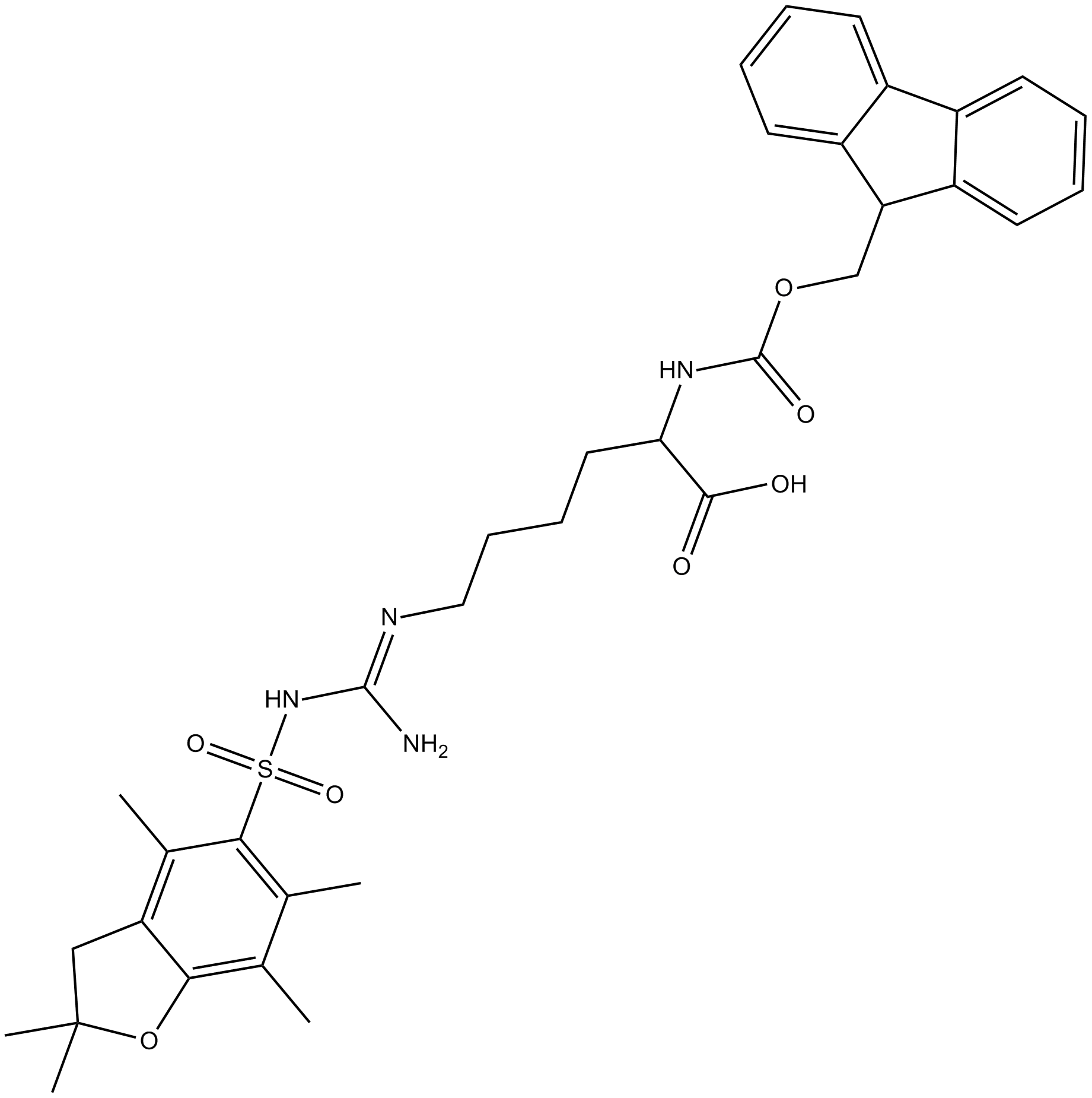 Fmoc-HoArg(Pbf)-OH 化学構造