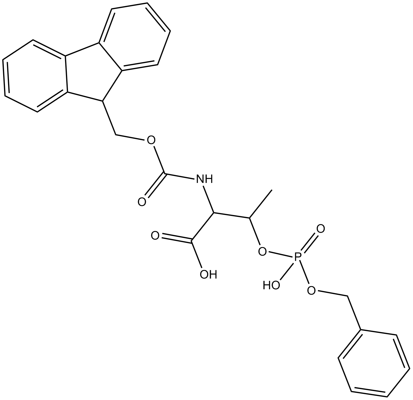 Fmoc-Thr(HPO3Bzl)-OH 化学構造