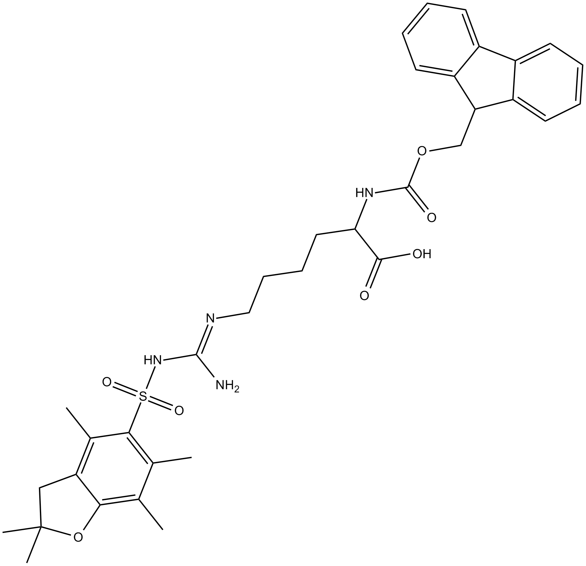 Fmoc-β-homo-Arg(Pbf)-OH Chemische Struktur