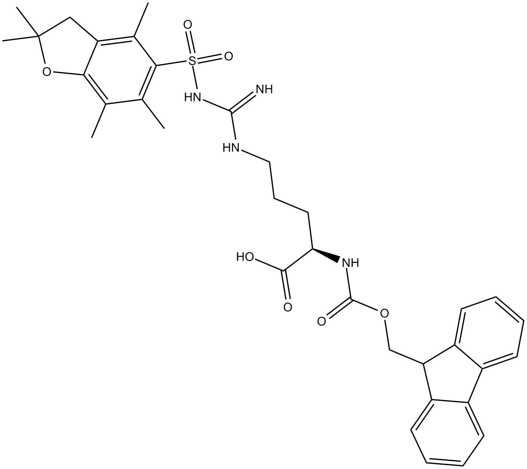 Fmoc-D-Arg(Pbf)-OH 化学構造