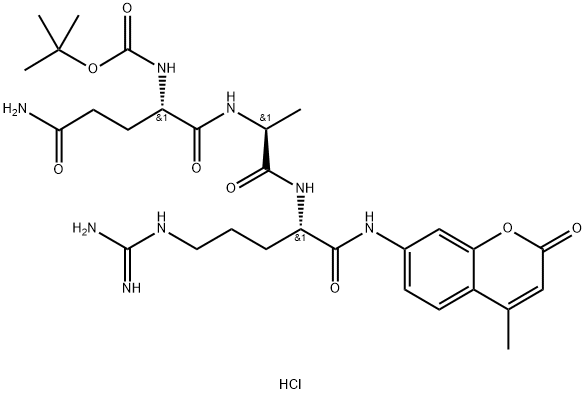 Boc-Gln-Ala-Arg-AMC . HCl Chemische Struktur