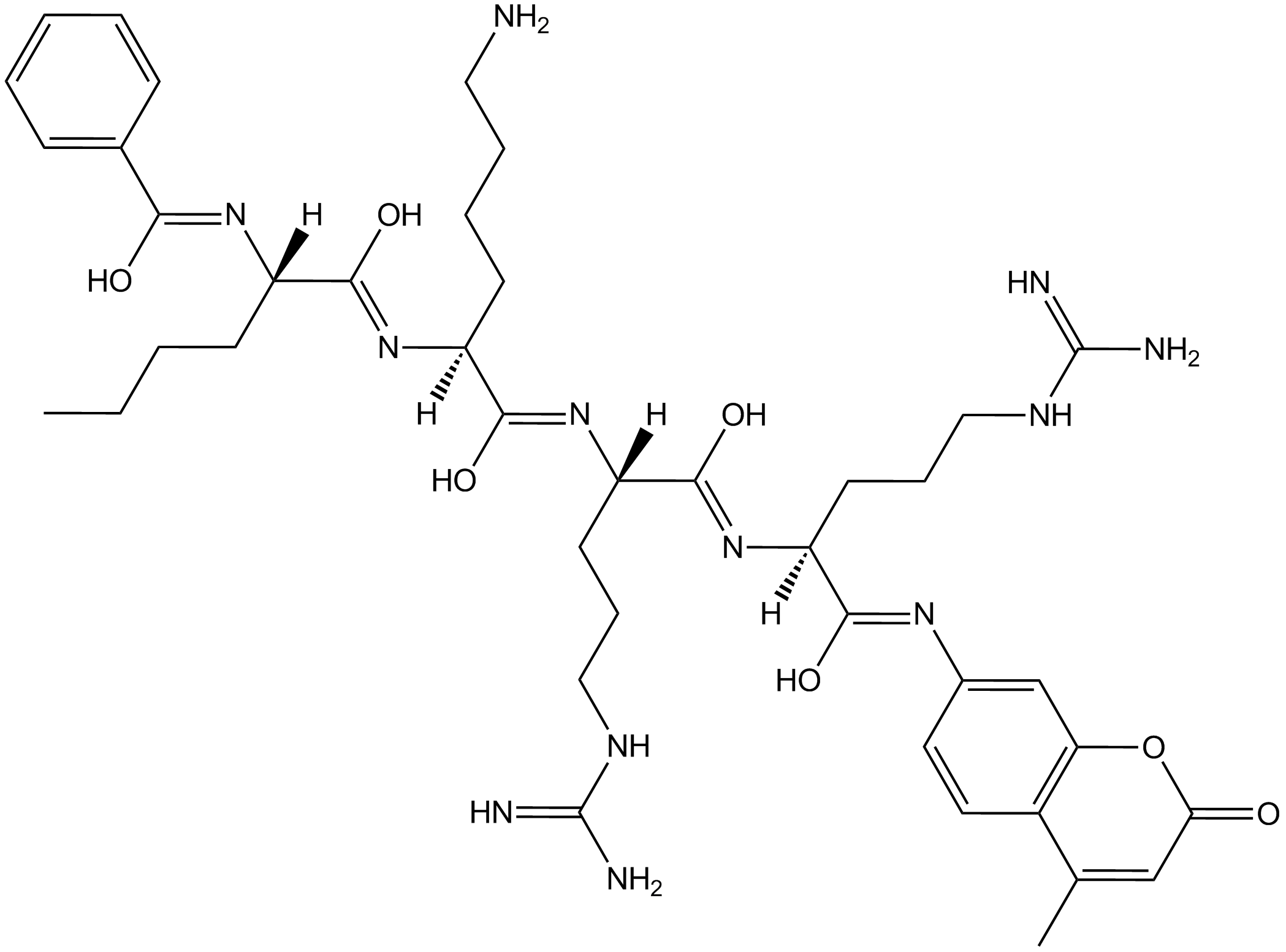 Bz-Nle-Lys-Arg-Arg-AMC Chemische Struktur
