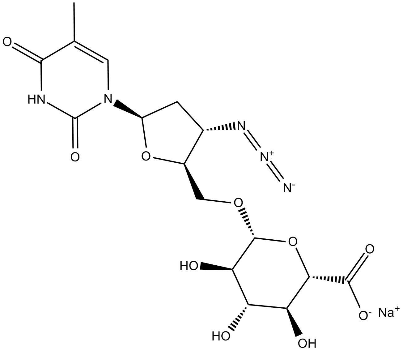 3'-Azido-3'-deoxythymidine β-D-glucuronide (sodium salt)  Chemical Structure
