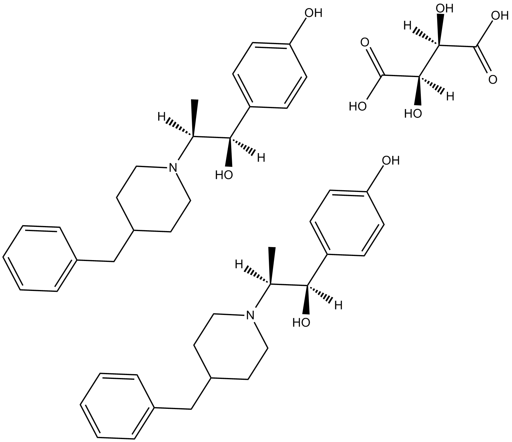 Ifenprodil hemitartrate 化学構造