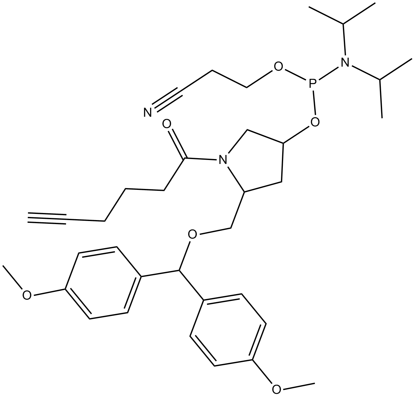 Alkyne Amidite, hydroxyprolinol 化学構造