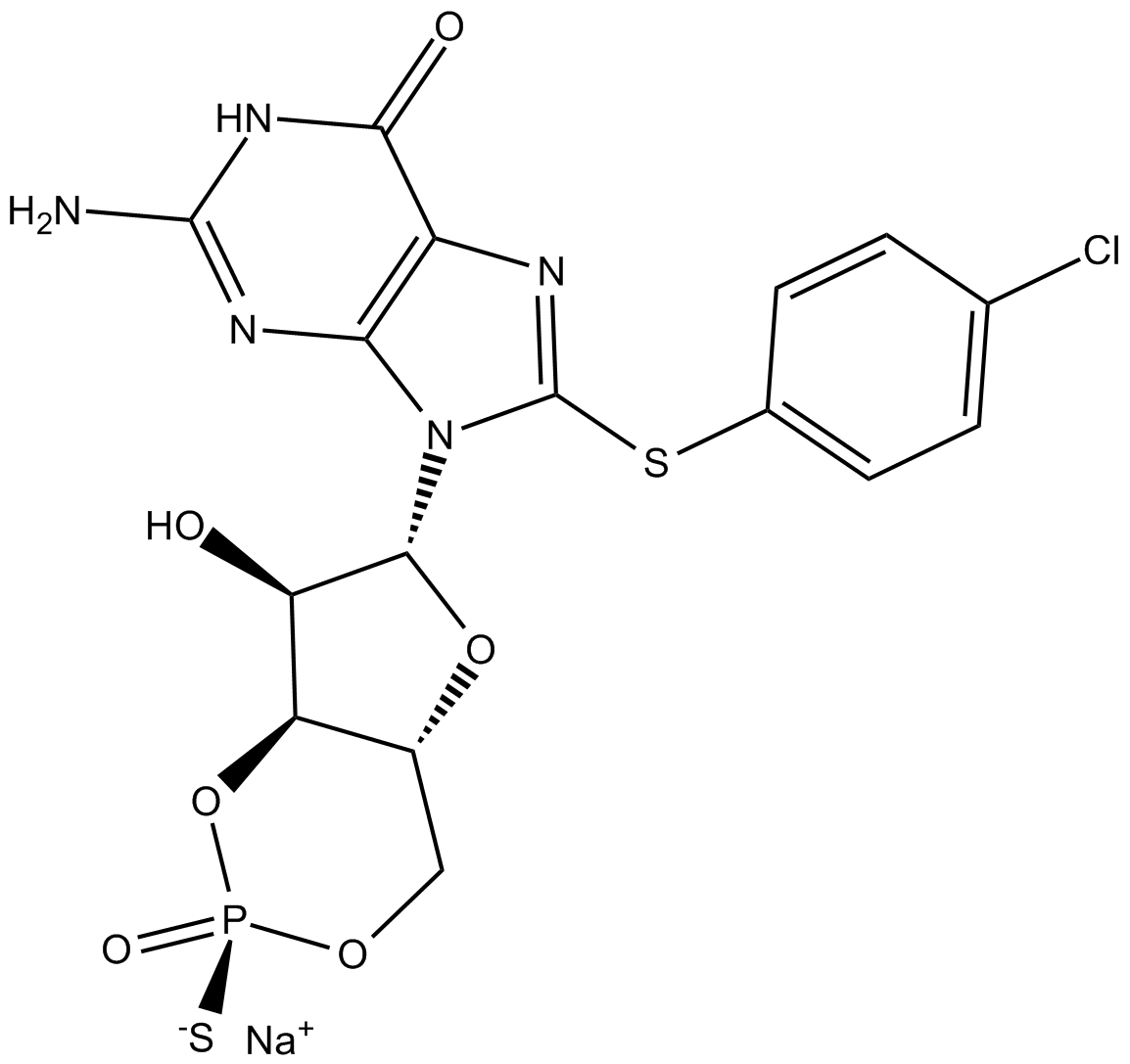 Rp-8-pCPT-Cyclic GMPS (sodium salt) 化学構造