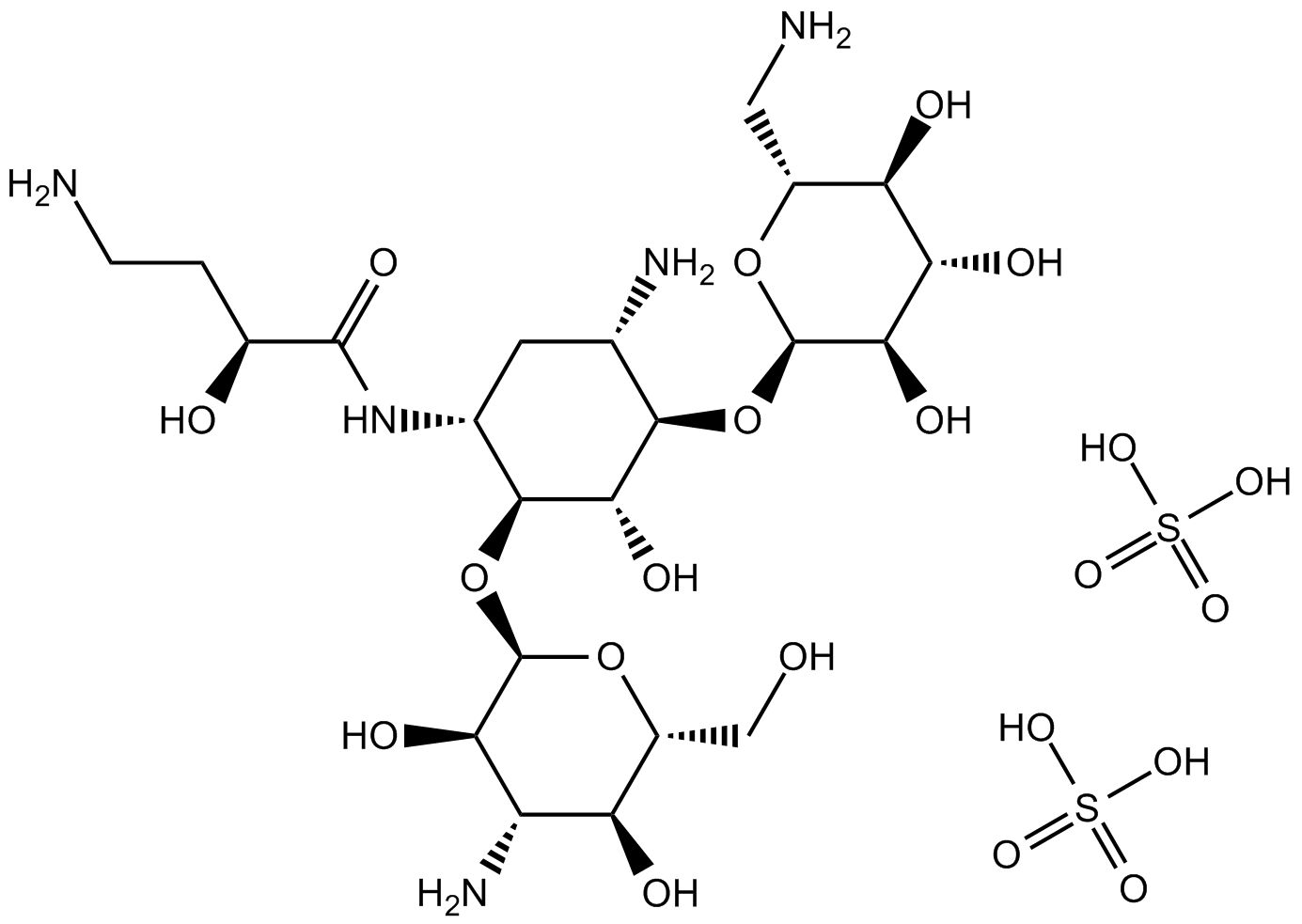 Amikacin disulfate Chemische Struktur
