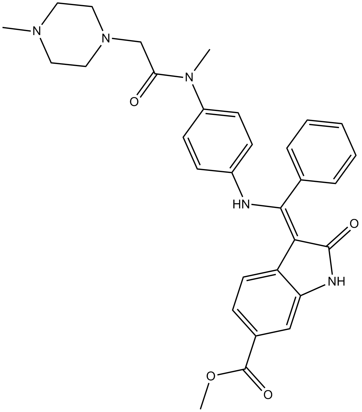 Nintedanib (BIBF 1120)  Chemical Structure