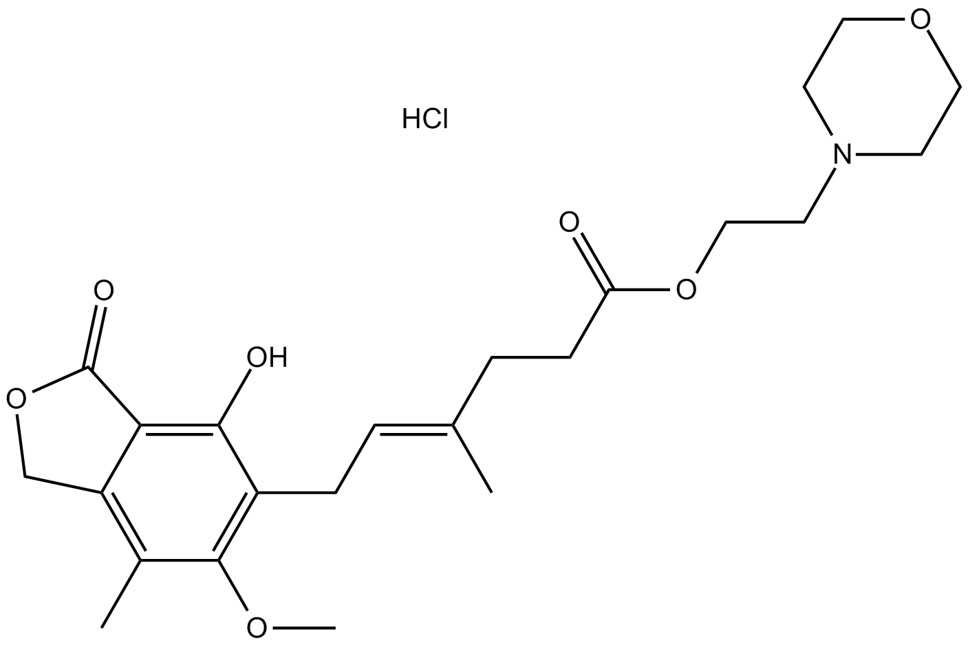 Mycophenolate mofetil hydrochloride  Chemical Structure