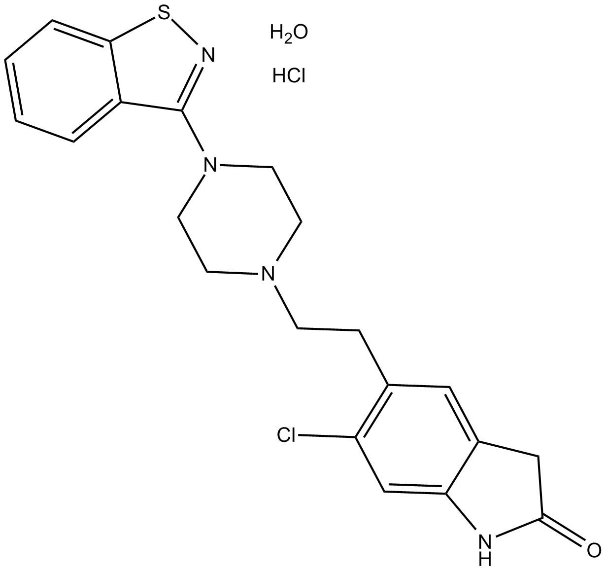 Ziprasidone hydrochloride monohydrate 化学構造