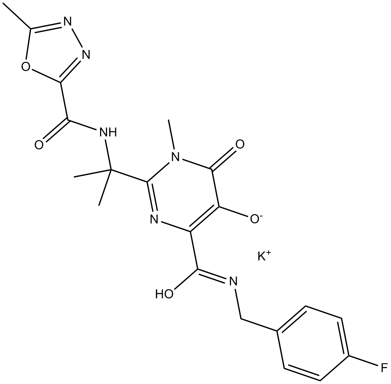 Raltegravir potassium salt  Chemical Structure