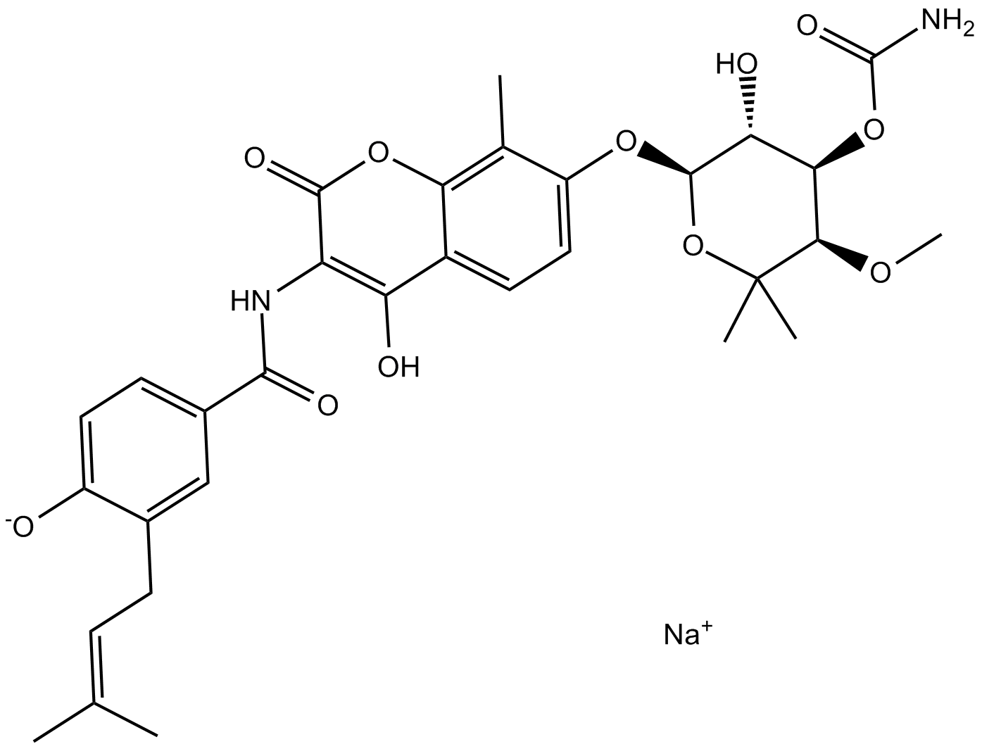 Novobiocin Sodium التركيب الكيميائي