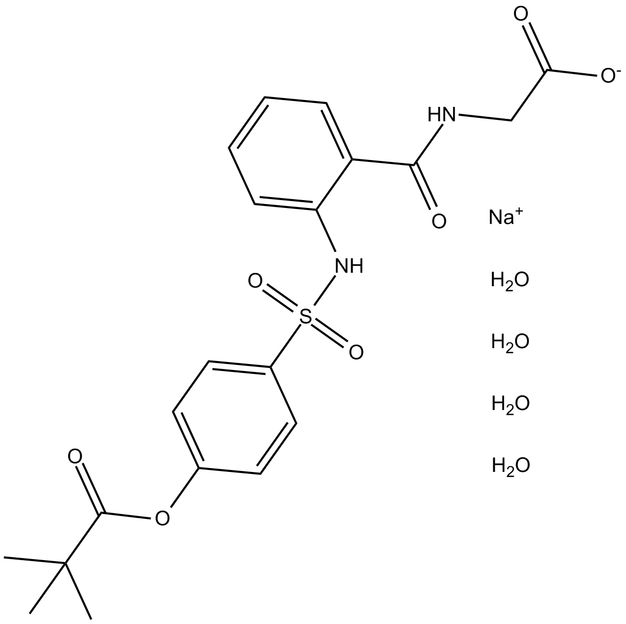 Sivelestat sodium tetrahydrate Chemische Struktur