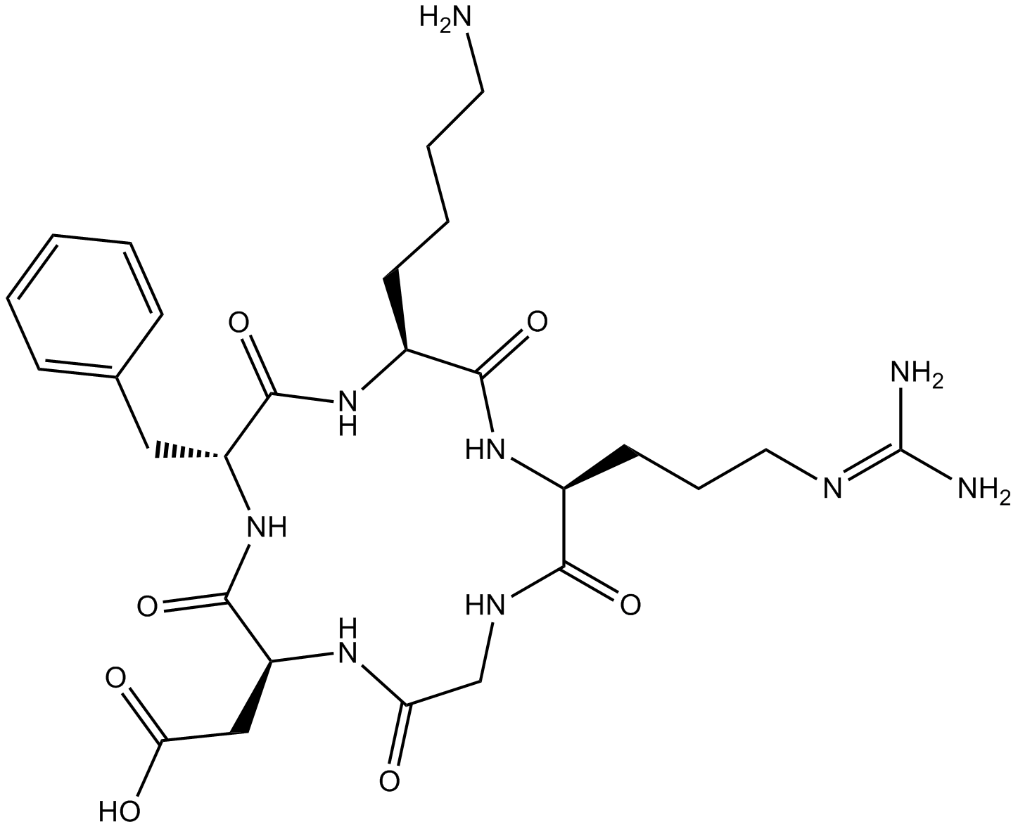 Cyclo (-RGDfK)  Chemical Structure