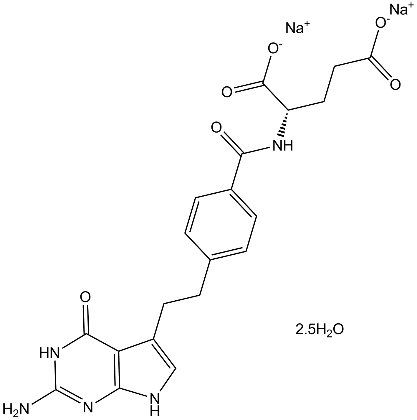 Pemetrexed disodium hemipenta hydrate  Chemical Structure