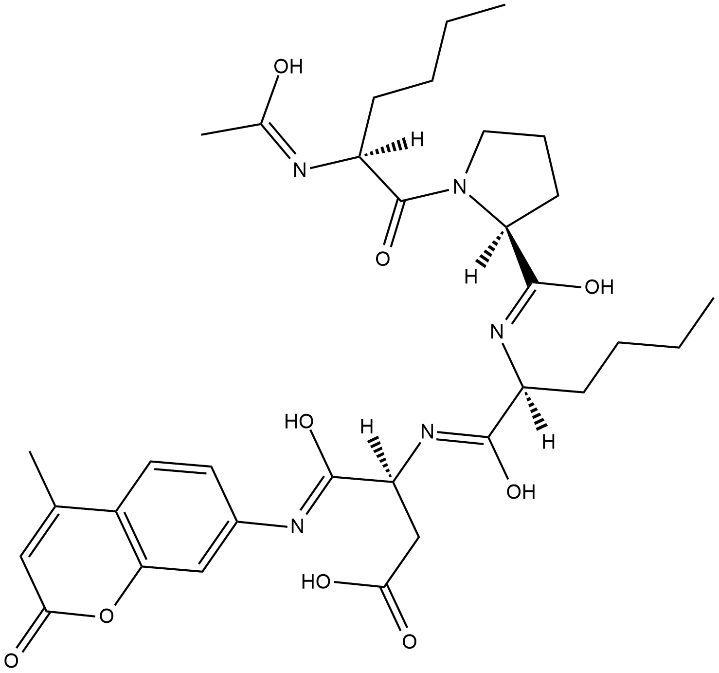 Ac-Nle-Pro-Nle-Asp-AMC 化学構造
