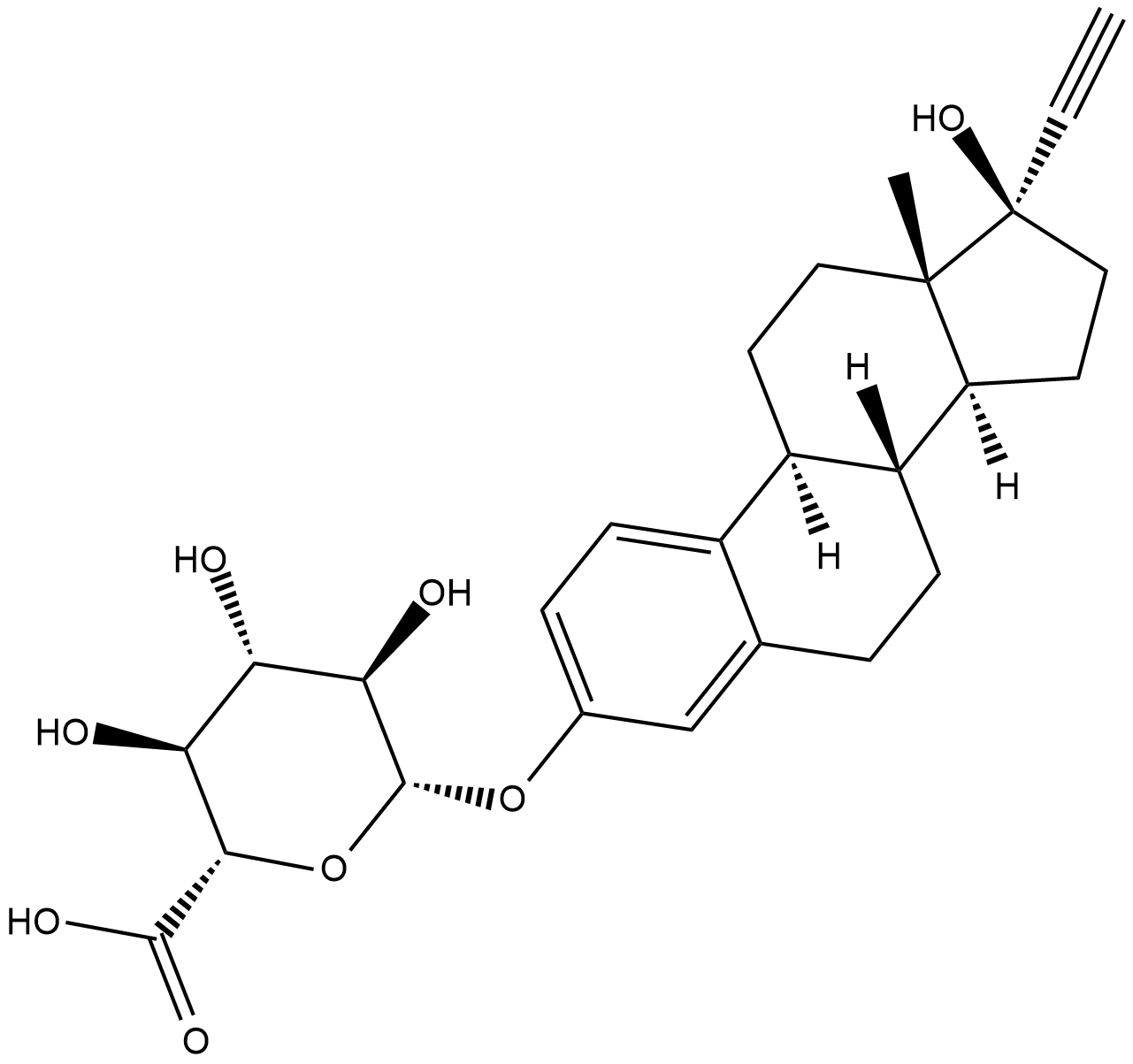 Ethynyl Estradiol 3-β-D-Glucuronide Chemical Structure