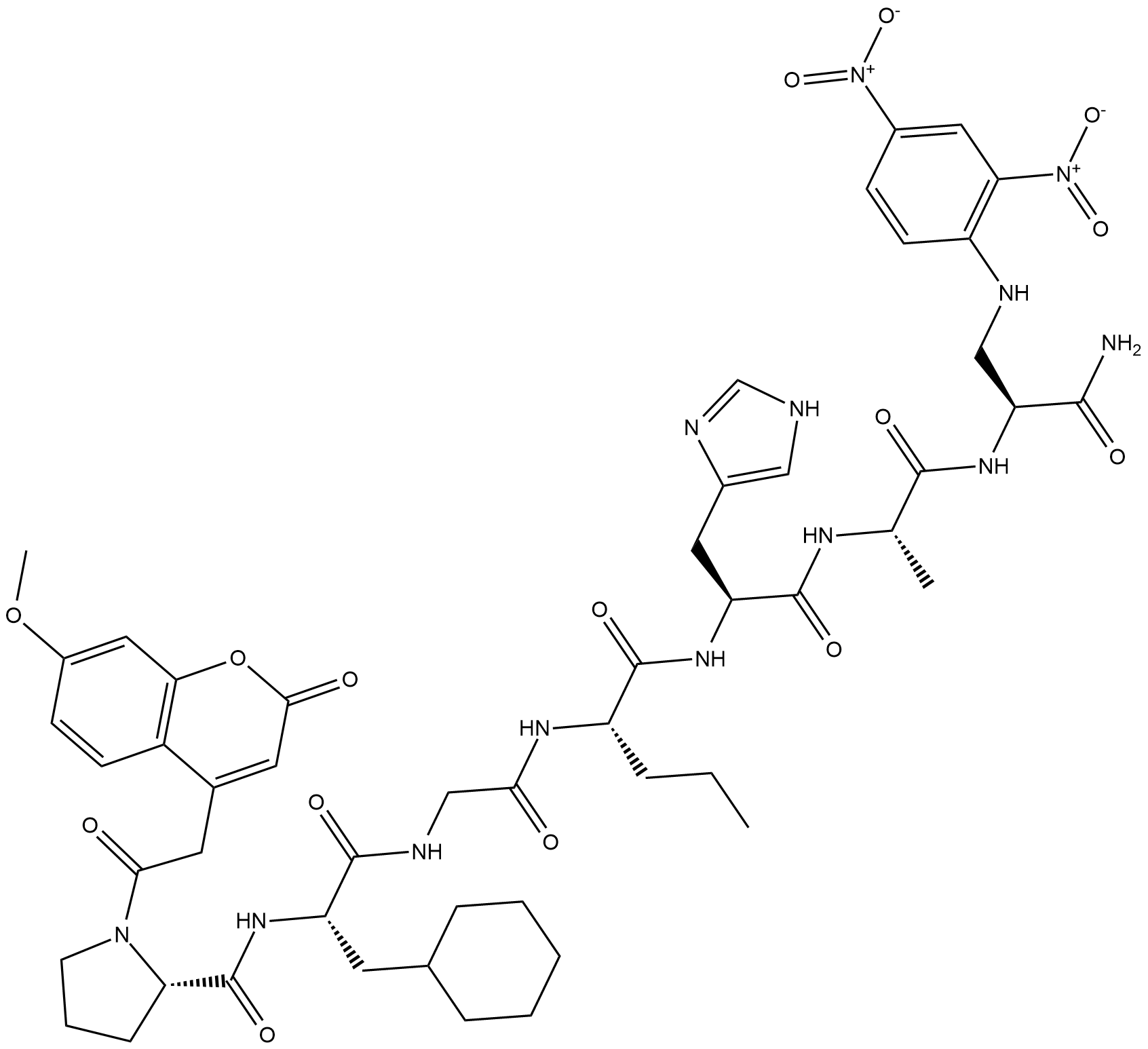 Mca-P-Cha-G-Nva-HA-Dap(DNP)-NH2 Chemische Struktur