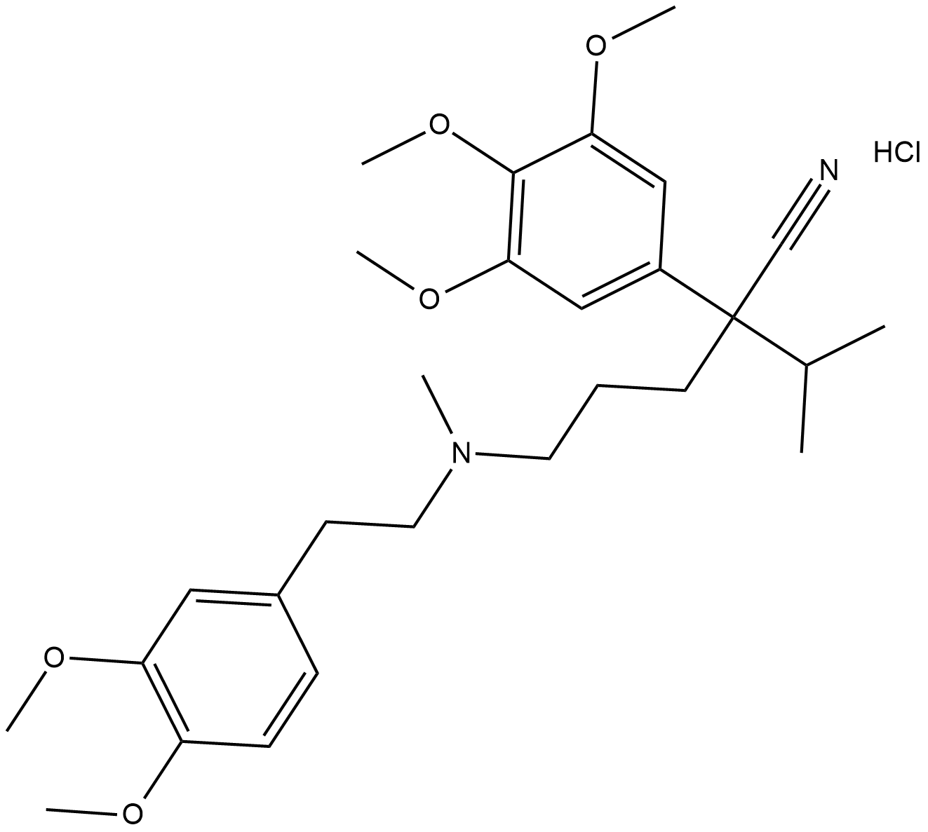 (±)-Methoxyverapamil (hydrochloride) التركيب الكيميائي