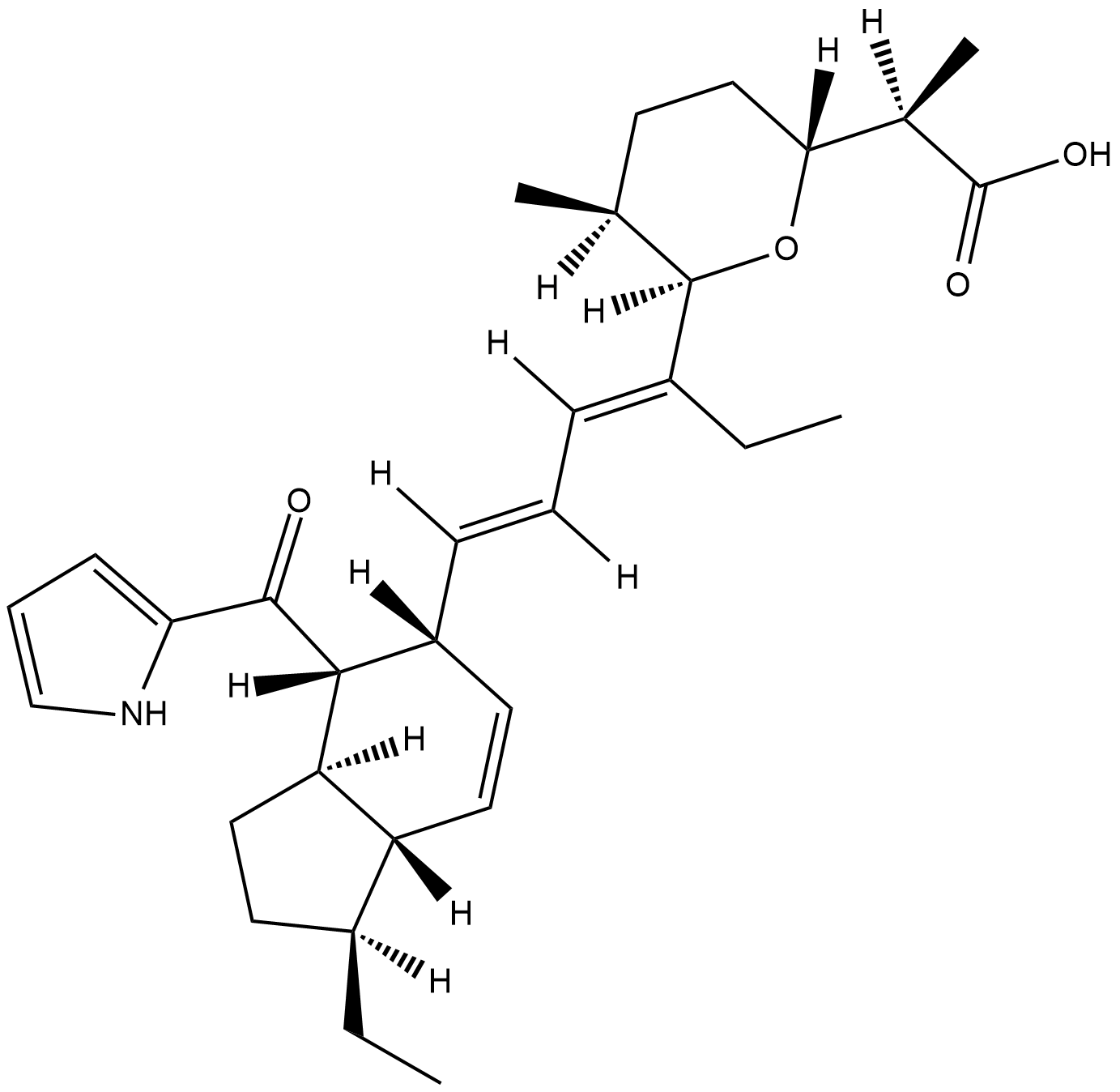 Indanomycin 化学構造