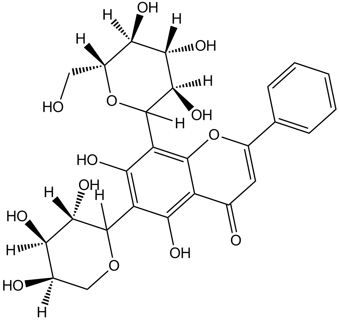 Chrysin 6-C-arabinoside-8-C-glucoside  Chemical Structure