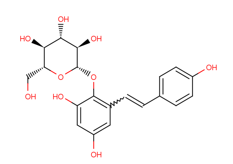 Tetrahydroxystilbene-2-O-β-D-glucoside 化学構造