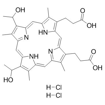 Hematoporphyrin dihydrochloride (Hematoporphyrin IX dihydrochloride) Chemical Structure