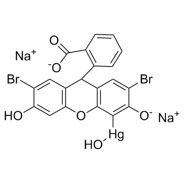 Merbromin (Mercury dibromofluorescein disodium salt) 化学構造