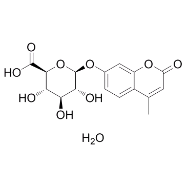 4-Methylumbelliferyl-β-D-glucuronide hydrate (MUG) 化学構造