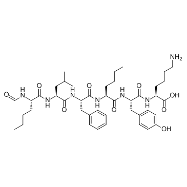 N-Formyl-Nle-Leu-Phe-Nle-Tyr-Lys (For-Nle-Leu-Phe-Nle-Tyr-Lys-OH) Chemische Struktur