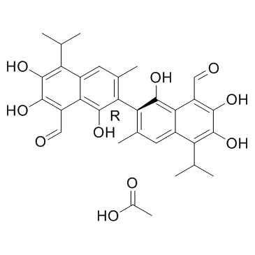 (R)-(-)-Gossypol acetic acid (AT-101 (acetic acid))  Chemical Structure
