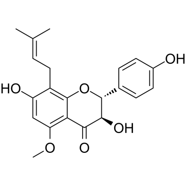 (2R,3R)-3,7-Dihydroxy-2-(4-hydroxyphenyl)-5-methoxy-8-(3-methylbut-2-en-1-yl)chroman-4-one  Chemical Structure