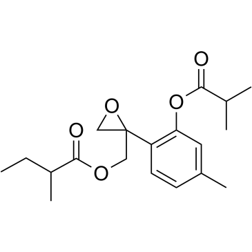 8,​9-​Epoxy-​3-​isobutyryloxy-​10-​(2-​methylbutanoyl)​thymol 化学構造