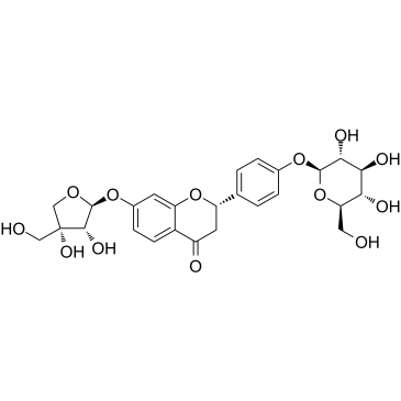 Liguiritigenin-7-O-D-apiosyl-4'-O-D-glucoside 化学構造