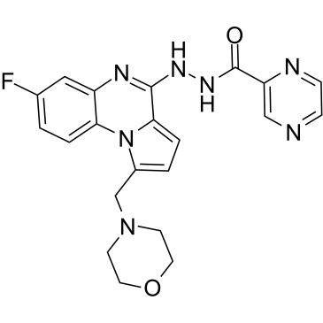 N'-(7-Fluoro-1-(morpholinomethyl)pyrrolo[1,2-a]quinoxalin-4-yl)pyrazine-2-carbohydrazide 化学構造