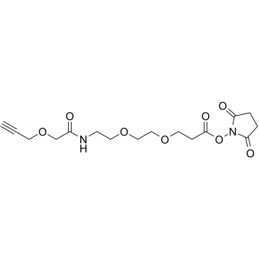 Propargyl-O-C1-amido-PEG2-C2-NHS ester Chemical Structure