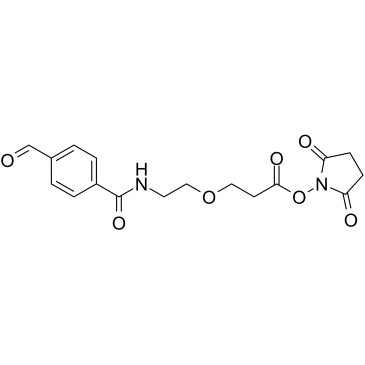 Ald-Ph-amido-PEG1-C2-NHS ester 化学構造