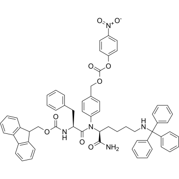 Fmoc-Phe-Lys(Trt)-PAB-PNP Chemische Struktur