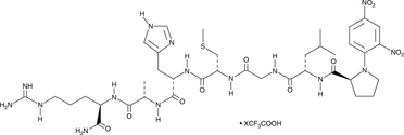 Dnp-PLG-Cys(Me)-HA-DArg-NH2 (trifluoroacetate salt) 化学構造