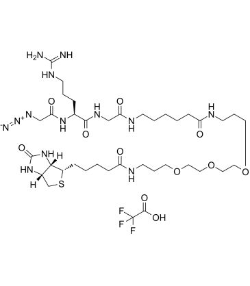Biotin-C1-PEG3-C3-amido-C5-Gly-Arg-Gly-N3 TFA  Chemical Structure