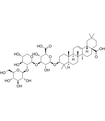 Oleanolic acid-3-O-glucosyl(1-2)xylyl(1-3)glucosiduronic acid Chemische Struktur