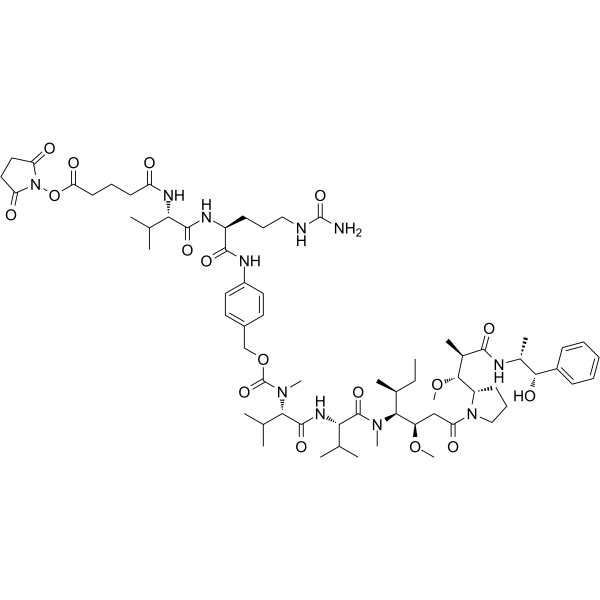 SuO-Glu-Val-Cit-PAB-MMAE Chemische Struktur
