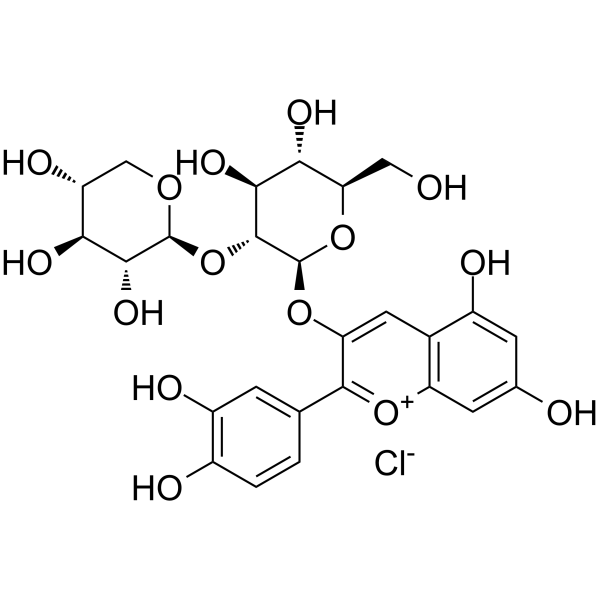 Cyanidin 3-sambubioside chloride التركيب الكيميائي