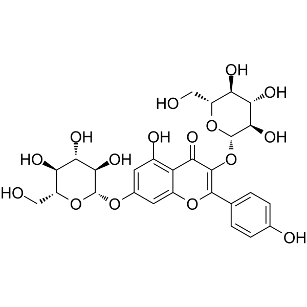 Kaempferol-3,7-di-O-β-glucoside 化学構造