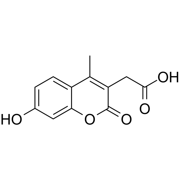 7-Hydroxy-4-methylcoumarin-3-acetic acid Chemische Struktur