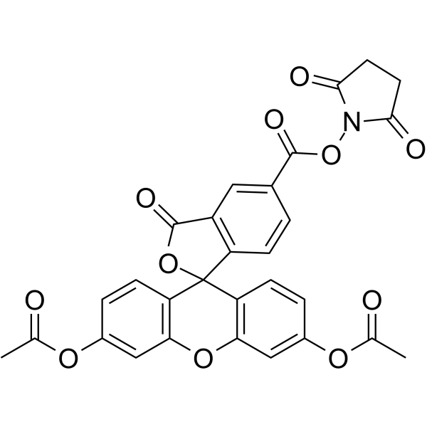 5-Carboxyfluorescein diacetate N-succinimidyl ester 化学構造