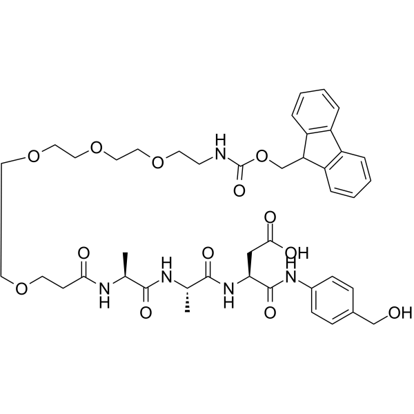 Fmoc-PEG4-Ala-Ala-Asn-PAB Chemische Struktur